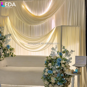 LEDA Weddings <b>Parties</b> <b>Backdrop</b> Decor Modern Elegant White Silk Led Drapery Curtain <b>Backdrop</b> - Product Image 4