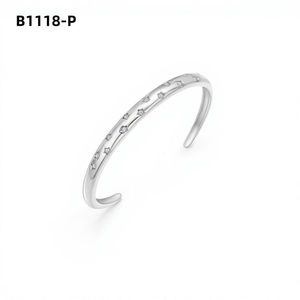 Amy Amy <b>Cuff</b> <b>Bracelet</b> B1118 <b>Silver</b> Plated Zircon Star Design Women's Fashion Jewelry Gift - Product Image 1