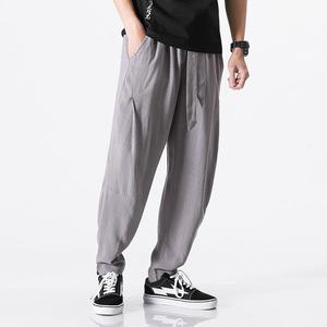 Pantalones Casuales de Lino 100% para Hombre con Cintura Elástica, Estilo de Cintura Media, Transpirables, con Bolsillos para Otoño - Product Image 3