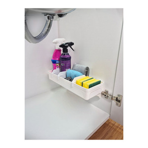 Home Storage Sliding Cabinet <b>Shelf</b> <b>Organizer</b> Rectangle Wall Mounted PP Plastic Kitchen Minimalist Storage Trays - Product Image 2