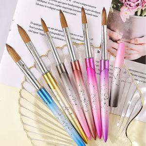 Juego de Pinceles de Uñas Acrílicos Kolinsky, Profesional, con Mango Metálico Degradado, para Manicura y Pintura, con Logotipo Personalizado, Tamaños 2-24, Venta al Por Mayor - Product Image 2