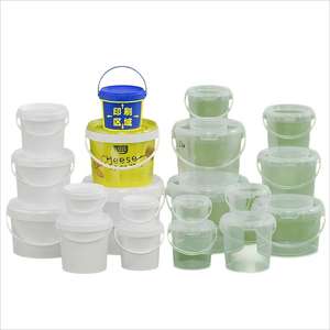 Personalizado de grado alimenticio 0.5L 1L Vasos de plástico Candy Honey Cubo <span class=keywords><strong>transparente</strong></span> Cubo redondo de plástico Cubo de plástico Flexografía con tapa y asas - Product Image 3