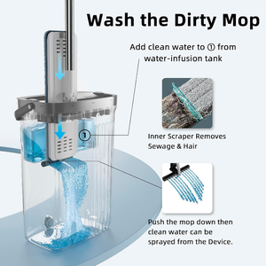 Ensemble de <span class=keywords><strong>balai</strong></span> et serpillière pliables en acier de haute qualité, nouveau design, avec brosse et <span class=keywords><strong>balai</strong></span> robustes, essorage sur quatre côtés, manche télescopique - Product Image 4