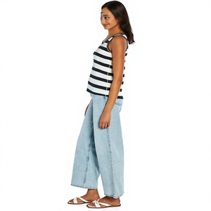 Camiseta sin mangas de algodón de alta calidad OEM/ODM para mujer, con logo y empaque personalizados, chaleco acanalado de verano, top corto liso de ajuste ceñido. - Product Image 3