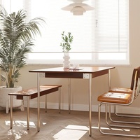 Klappbarer Esstisch aus Massivholz mit Induktionskochfeld-Funktion, Vintage Nordischer Japanischer Stil, Rechteckiges Stuhlset, Wohnmöbel