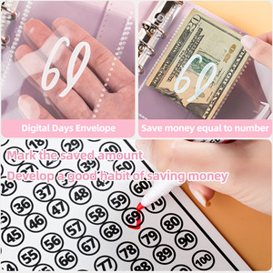 <span class=keywords><strong>100</strong></span> envelopechallenge Loose-Leaf cuốn sách chất kết dính PU Bìa máy tính xách tay Tiền kế hoạch cuốn sách giữ cuốn sách - Product Image 5