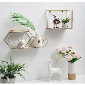 Đồ Nội Thất Gia Đình Sáng Tạo Hiện Đại Kệ Treo Hàng Hóa Màu Vàng Giá Treo Tường Bằng Kim Loại - Product Image 3