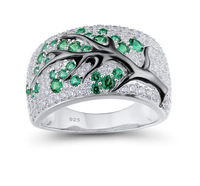 Bague de mariage pour femme en laiton résistant au ternissement, avec pierre naturelle et pierre de synthèse, design feuille de brindille bicolore, bijou statement