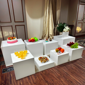 Набор из 4 белых акриловых квадратных подставок для демонстрации, подставок для фуршета и декора на свадьбу, хит продаж - Product Image 3