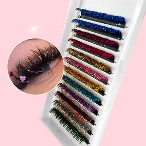 Pestañas Postizas Brillantes y Coloridas de Tira Completa de 14 mm, Tallo de Algodón Negro, Fibras Importadas, Versión con Pedrería - Product Image 2