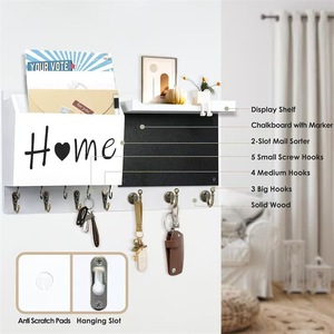 Cross-border wooden bookshelf, living room entryway key and coat <b>rack</b>, simple wooden wall <b>shelf</b> - Product Image 1