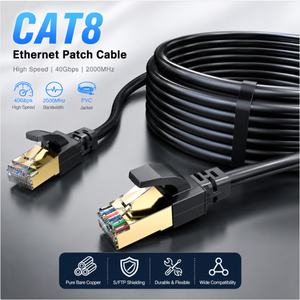 Cable Ethernet Redondo Cat8 a Granel, 28AWG S/FTP RJ45, Cable de Conexión de Cobre Desnudo con PVC, 40Gbps, Embalaje Personalizado - Product Image 1