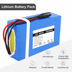 แบตเตอรี่ลิเธียมแบบชาร์จไฟได้ EU stock 72V 40Ah 2800Wh พร้อมปลั๊กเชื่อมต่อสำหรับจักรยานไฟฟ้า ทนทาน ป้องกันด้วยระบบ BMS สีฟ้า - Product Image 1
