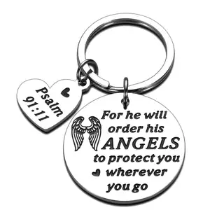 Custom pattern Gift Courageous Joshua Scripture customised Key ring Encouragement pendant jewelry Bible verse Keychain