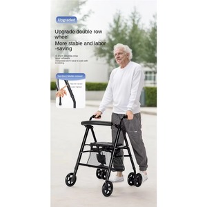 Factory Outlet Adjustable Steel <b>Rollator</b> <b>Walker</b> Comfortable Seat Portable Patient Shopping Equipment Bathroom Safety Equipment - Product Image 2