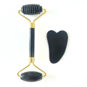 anti-aging puffiness reducing black color obsidian stone jade facial roller - Product Image 5