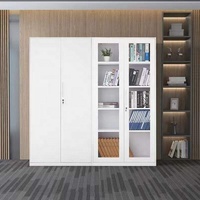 Armoire de classement en acier entièrement vitrée verrouillable avec étagères réglables, design moderne pour bureau à domicile et usage commercial, sécurité par serrure à clé