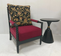 Fauteuil vintage français de style mid-century en bois massif et tissu, canapé individuel, chaise longue de détente pour la maison, le salon, la chambre, le balcon