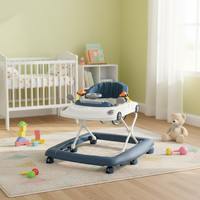 Bestseller: Girello Pieghevole per Bambini DW-106 con 6 Ruote Girevoli, Telaio in Acciaio Inox, Giocattolo Rotante con Interruttore Musicale, Capacità di Carico 20KG