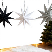 Ornement en papier origami étoile à neuf branches - Décoration de Noël de style nordique pour vitrines de maternelle et sapins de Noël