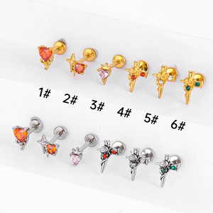 Piercings de Labio de Acero Inoxidable YW con Forma de Corazón y Cruz, Anillo de Tragus, Piercing de Oreja para Mujer y <span class=keywords><strong>Hombre</strong></span>, Joyería Corporal - Product Image 1