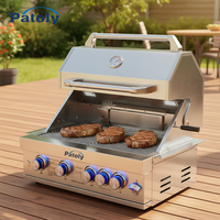 Barbecue à gaz 5 brûleurs en acier inoxydable 304 de qualité alimentaire pour usage commercial et domestique, GPL/GN, certifié CE, avec commande par bouton LED