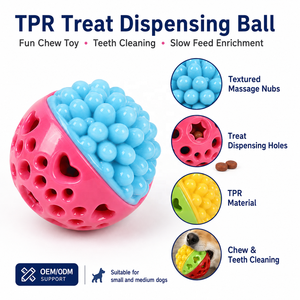 ลูกบอลจ่ายขนม TPR ของเล่นเคี้ยวสำหรับสุนัข ของเล่นทำความสะอาดฟันแบบมีพื้นผิว ของเล่นพัฒนาสมอง ช่วยให้กินช้าลง ของเล่นเสริมสร้างพัฒนาการสำหรับสัตว์เลี้ยงในบ้าน - Product Image 2