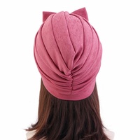 Turbante con lazo de Color liso bohemio para mujer, turbante étnico anudado para la cabeza, gorrito musulmán elástico para quimio