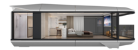 Capsule spatiale préfabriquée modulaire moderne en aluminium, acier inoxydable et verre, maison, hôtel, mini-maison mobile, villa, bureau, camping