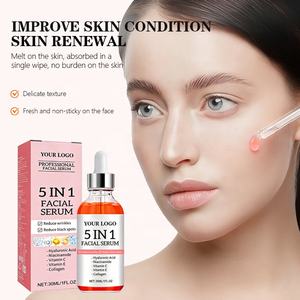 Sérum <span class=keywords><strong>de</strong></span> soin <span class=keywords><strong>de</strong></span> la peau 5 en 1 en marque propre pour le soin du visage avec vitamine C, niacinamide et acide hyaluronique, blanchissant, anti-âge, hydratant - Product Image 3