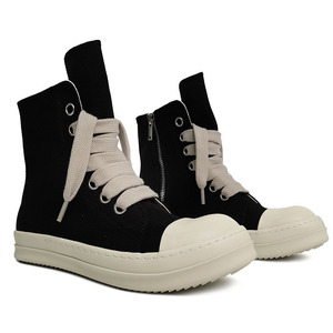 Chaussures en toile haute tige RO pour hommes et femmes, noir et blanc, respirantes, semelle en caoutchouc résistante à l'usure, mode printemps-été - Product Image 5