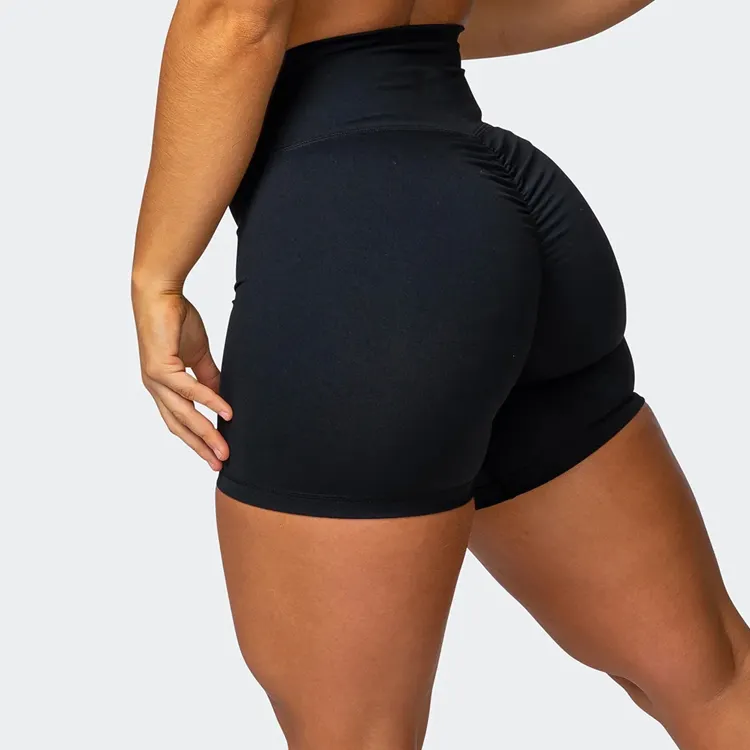 Pantalones cortos deportivos personalizados para mujer, Shorts transpirables de cintura alta, realce de glúteos, nailon elástico de 4 vías, Yoga de gran tamaño, venta al por mayor