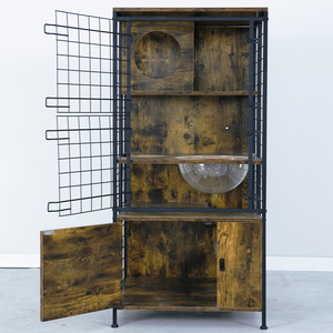 Toptan lüks konfor kediler için demir örgü kafes kapalı açık Villa kedi evi nefes özellik kutusu çıkarılabilir montaj - Product Image 1