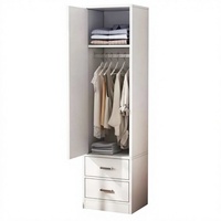 Armoire verticale moderne à une seule porte avec tiroirs, blanche, étroite, pour le rangement des vêtements dans les petites chambres et salles à manger