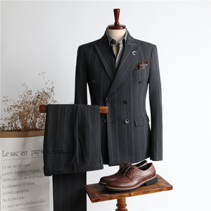 Wholesale Custom Business Striped <strong>Suit</strong> Men's Full Set Groom <strong>Suits</strong> Business <strong>Wedding</strong> <strong>Suit</strong> Men's Clothing - Product Image 3