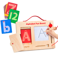 Planche de traçage alphabétique Joycat en bois – Jouet éducatif pour enfants pour l'apprentissage de l'écriture des lettres et des chiffres anglais – Vente en gros
