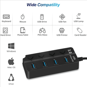 USB 3.0 <span class=keywords><strong>4</strong></span> cổng HUB với riêng biệt công tắc điện mỗi cổng tốc độ cao dữ liệu Sync 1 để <span class=keywords><strong>4</strong></span> USB Expander cho PC máy tính xách tay phụ kiện - Product Image 5