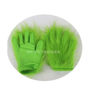 Halloween <span class=keywords><strong>Grinch</strong></span> vert cheveux monstre <span class=keywords><strong>masque</strong></span> noël voleur monstre Latex capuche gants vacances drôle accessoires - Product Image 3