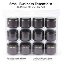 Lot de 12 pots de luxe noirs et or avec couvercle – 100 ml, 89 mm – Contenants haut de gamme pour argile capillaire et gommage corporel pour marques de prestige