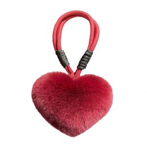 Porte-clés en peluche 10 cm, en fourrure de lapin, avec cordon de main, pompon moelleux, motif cœur d'amour mignon, pendentif pour sac à dos - Product Image 6