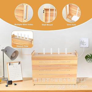 Wooden <b>Router</b> Storage <b>Box</b> Wall Mounted Cable Management Rack For Home Office Use - Product Image 5