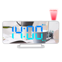 Projectie LED-klok met USB-telefoonoplader RGB digitale bureau- en tafelwekker voor auto Digitale autoklok