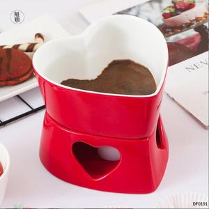 Mini pot <span class=keywords><strong>à</strong></span> <span class=keywords><strong>fondue</strong></span> en céramique en forme de cœur rouge - Product Image 5