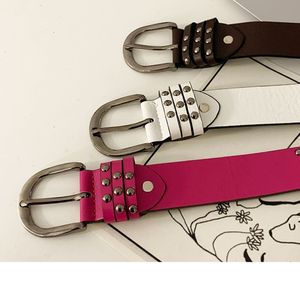 Ceinture Hip-hop Punk de style américain pour femmes, en PU, avec boucle à ardillon en alliage, largeur 2-4 cm, ceinture Y2K cloutée noire, passe-partout - Product Image 3