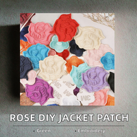 Spot brodé Chenille thermocollant vêtements accessoires Rose tissé Patch nouveau bricolage doudoune et chapeau patchs