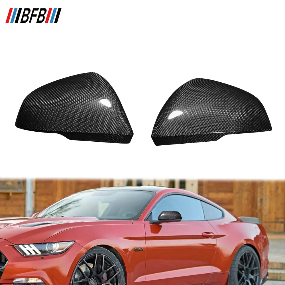 BFB Factory Supply Auto Carbon Fiber Side Mirror Cover Sticker Without Light For Ford Mustang