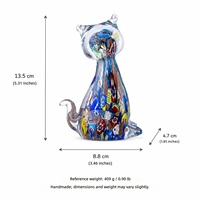 Handgefertigte Mehrfarbige Glasierte Glas-Katzenfigur Kätzchen Schreibtisch-Dekoration Wohnkultur Handwerk Geschenk MJ Marke