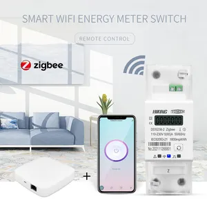 Zigbee Gateway Tuya Rel Din 65A Fase Tunggal, Meteran Energi Pintar WIFI dengan Timer Monitor KWh Meter 110V 220V 50/60Hz