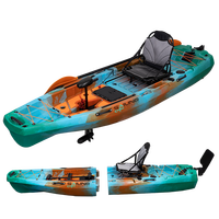 Kayak de pêche à siège unique de 10 pieds, stable et flexible, en plastique, avec pagaie, cadeau pour pêcheur, en vente