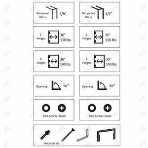 Kkz 3/8 "หรือ1/2" <span class=keywords><strong>ติด</strong></span>ผนัง<span class=keywords><strong>ติด</strong></span><span class=keywords><strong>กระจก</strong></span>แผ่นหลัง H <span class=keywords><strong>บานพับ</strong></span>ทองเหลืองผ้าซาตินสีทอง - Product Image 6